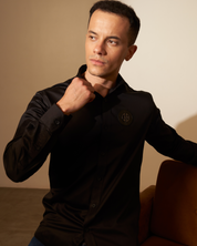 Black Shirt with Embroidered Badge