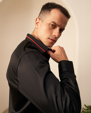 The Red Collar Black Shirt