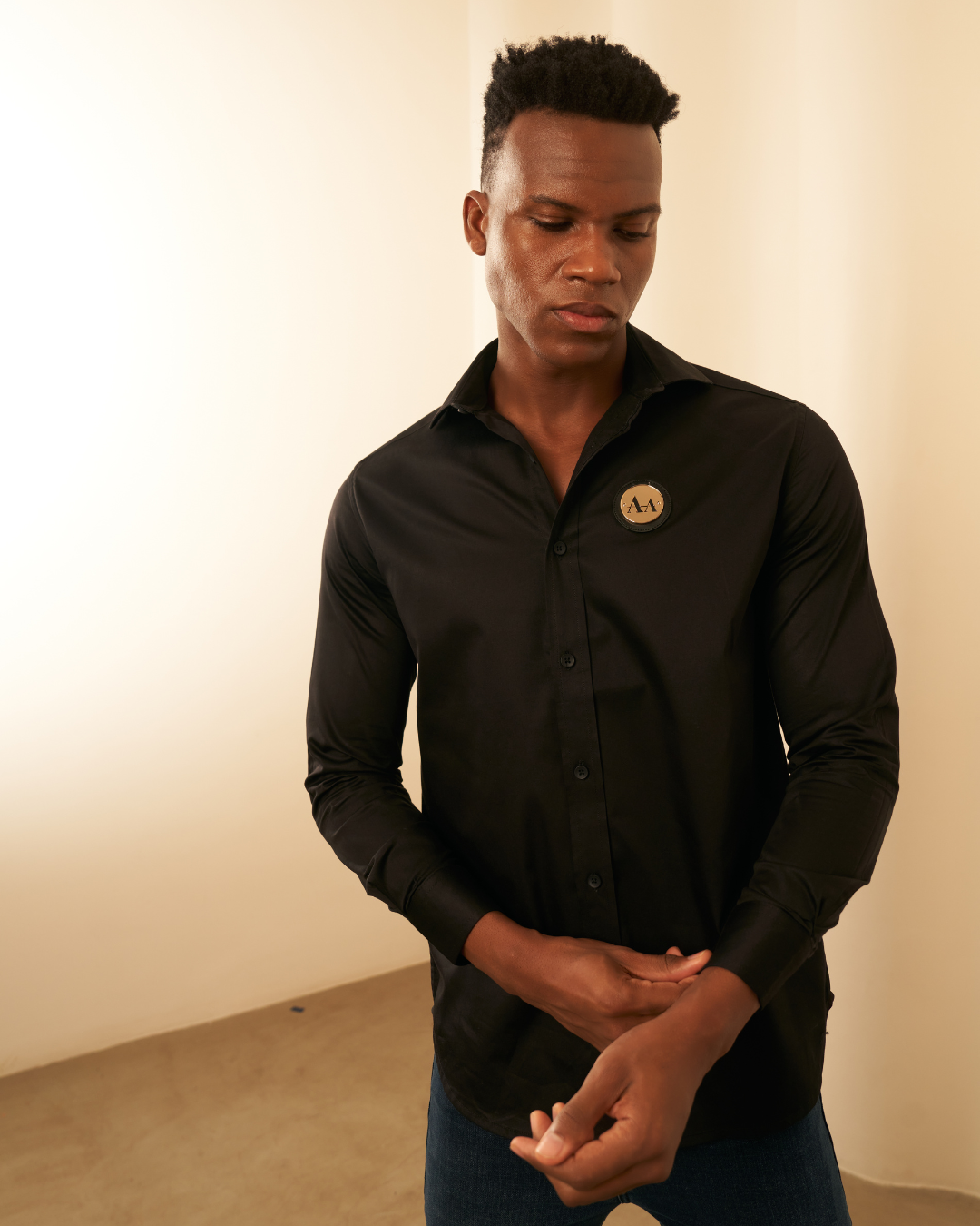 Black Shirt with Golden Accent