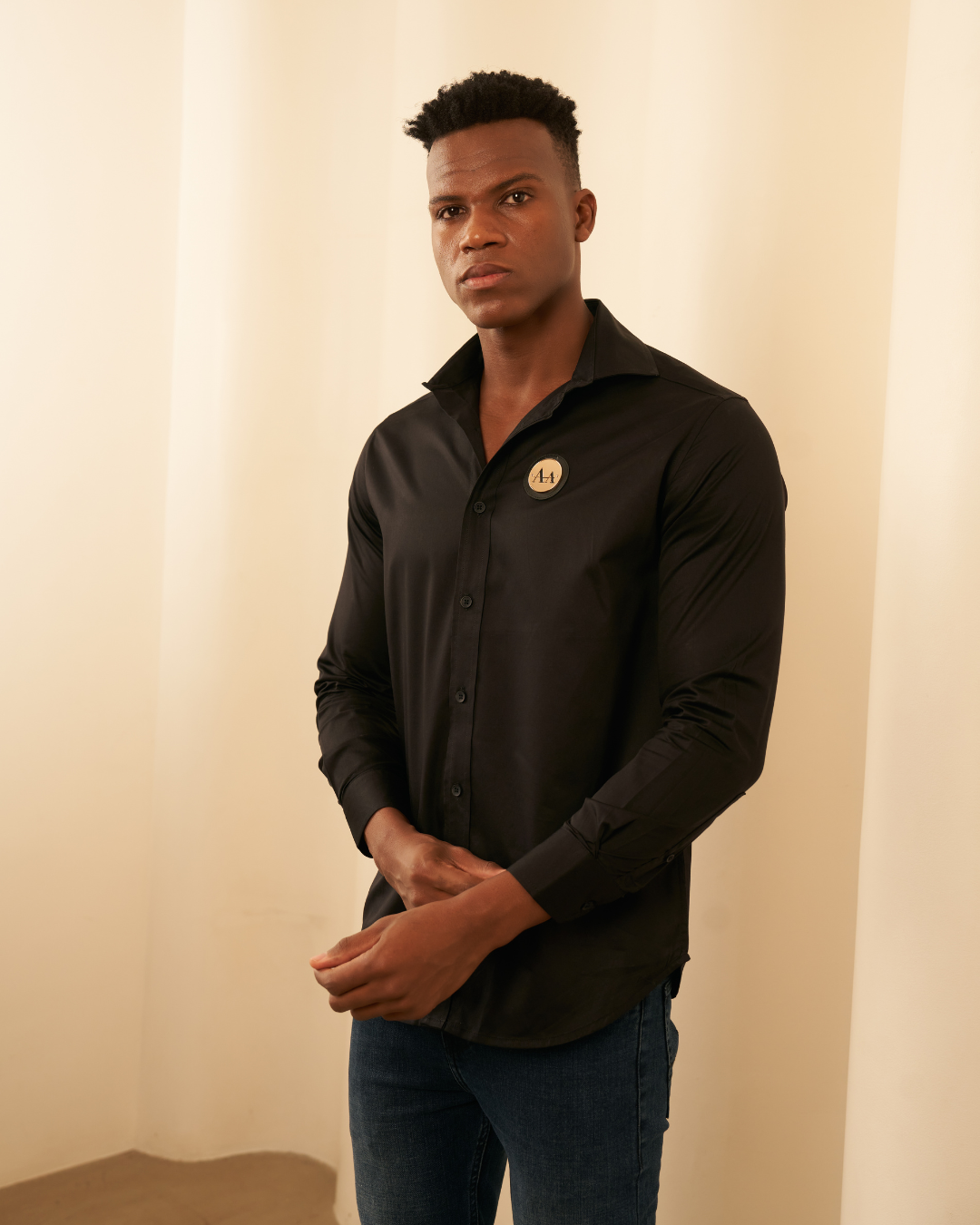 Black Shirt with Golden Accent