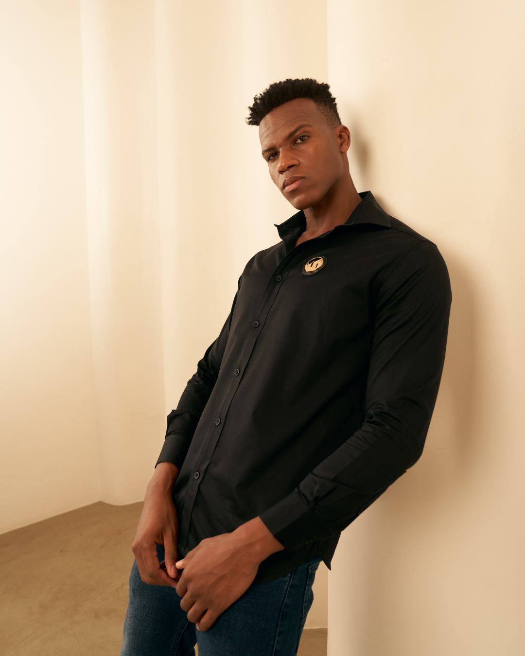 Black Shirt with Golden Accent