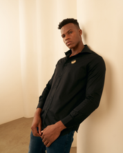 Black Shirt with Golden Accent