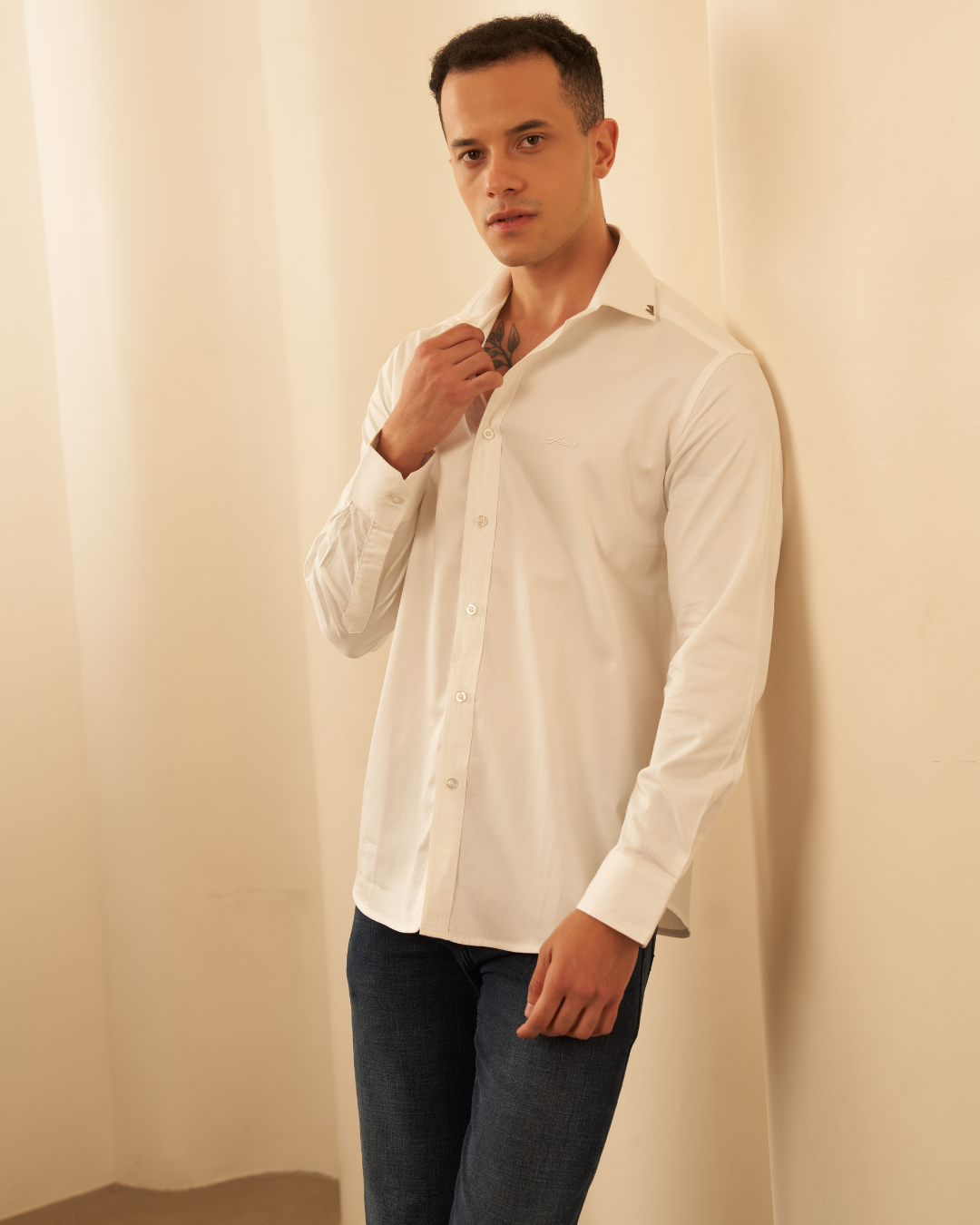 Men’s Slim Fit All White Shirt