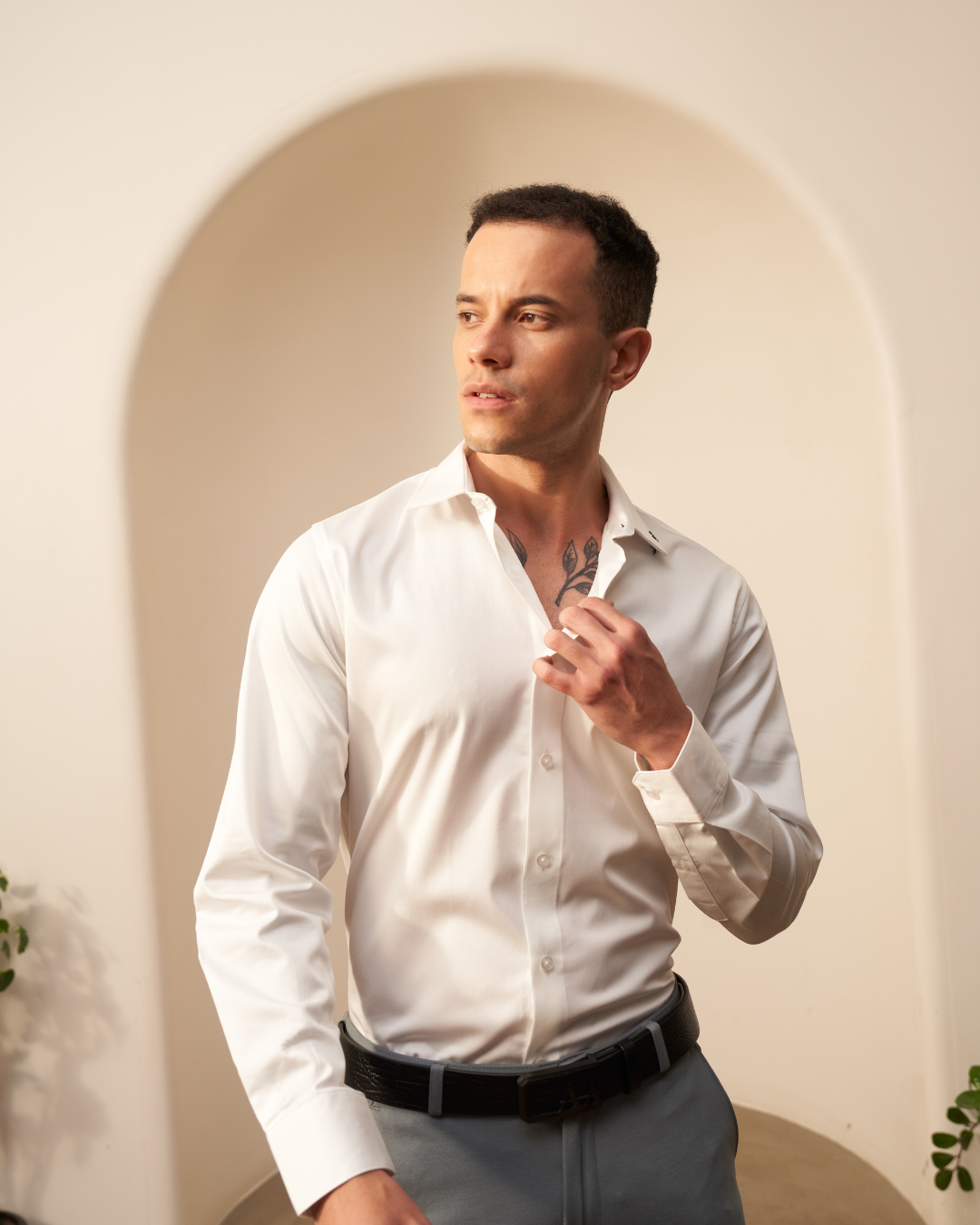 Men's Premium White Shirt by AACHARI