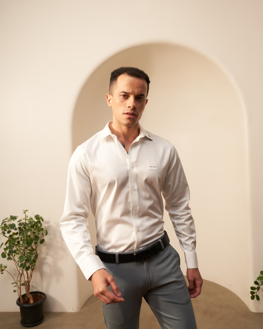 Men's Premium White Shirt by AACHARI