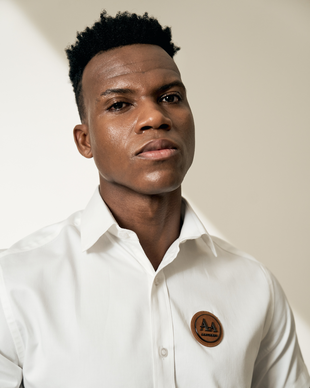Essential White Shirt with Brown Accent