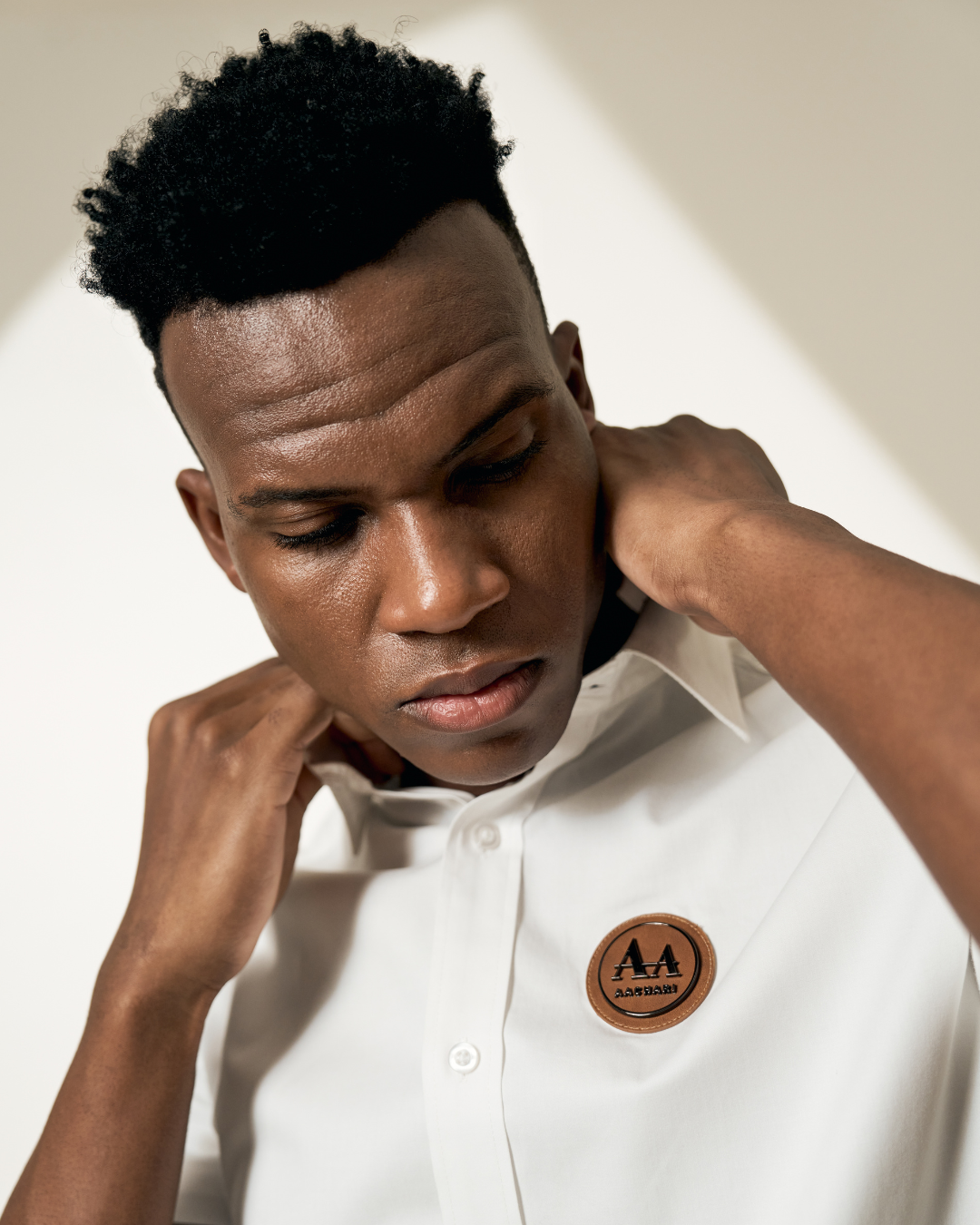 Essential White Shirt with Brown Accent