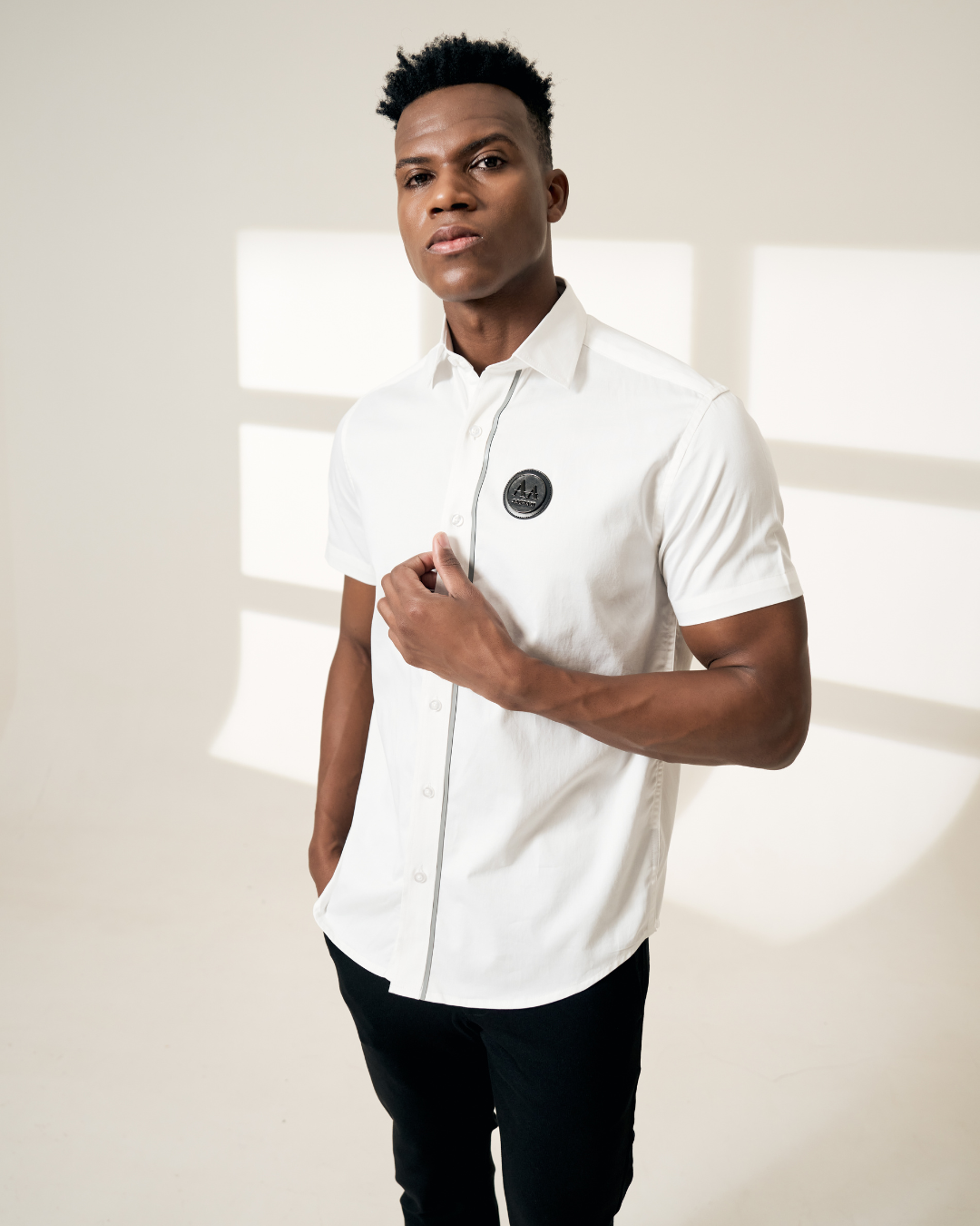 Men's White Shirt – Grey Trim Detail