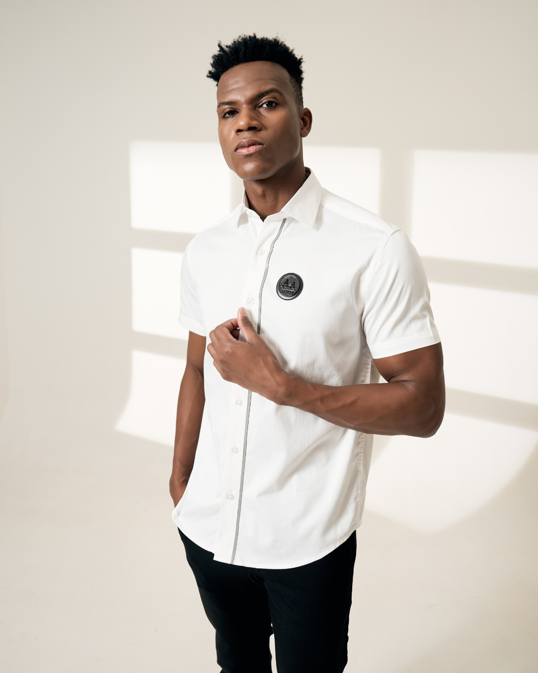 Men's White Shirt – Grey Trim Detail