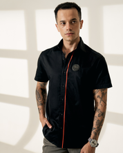 Men's Black Shirt – Red Trim Detail