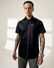 Men's Black Shirt – Red Trim Detail