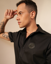 Tailored Fit Black Half Sleeve Shirt