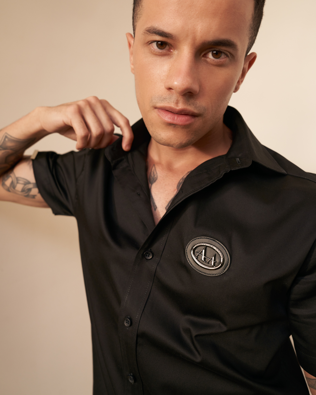 Tailored Fit Black Half Sleeve Shirt