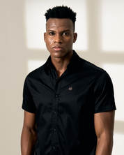 Classic Short-Sleeve Black Button-Up Shirt