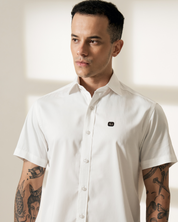 Classic Short-Sleeve White Button-Up Shirt