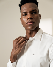 Classic White Slim-Fit Cotton Shirt for Men