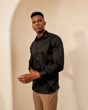 Signature Collar Black Shirt