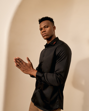 Signature Collar Black Shirt