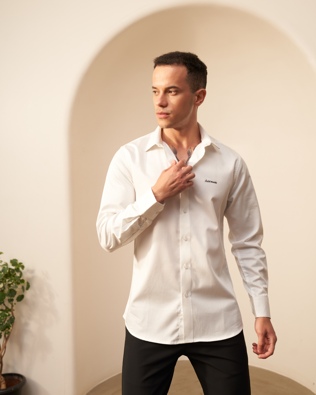 Men’s White Shirt – Aachari Logo