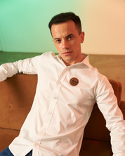 Ivory White Leather Emblem Shirt