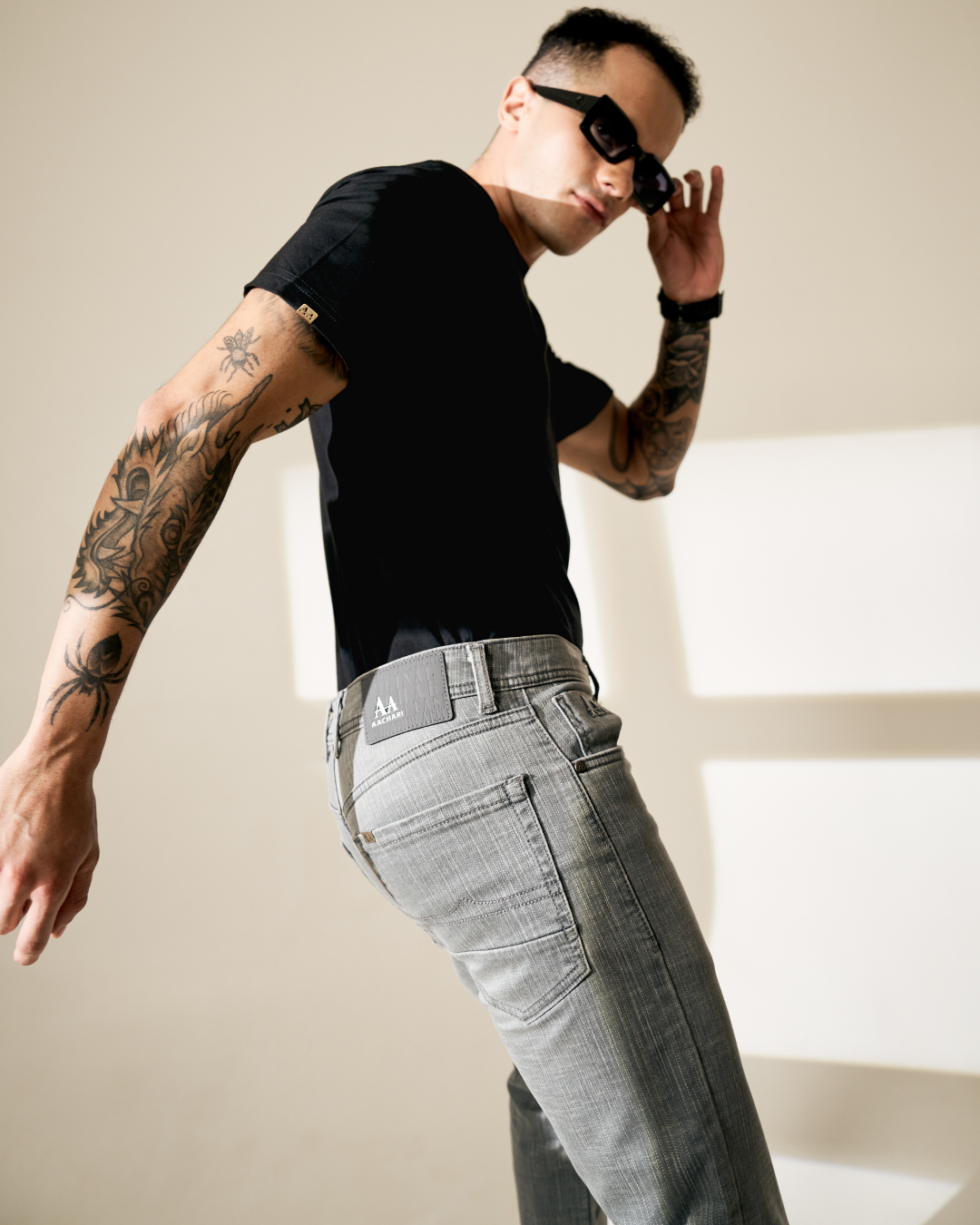 Light Grey Denim Jeans for Men