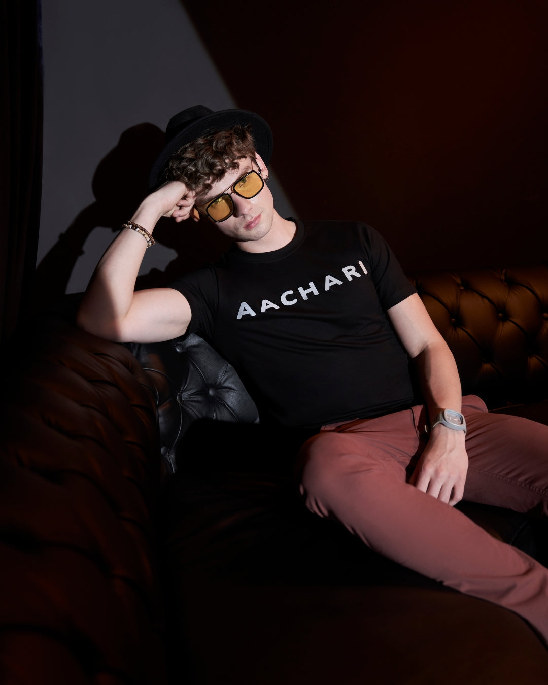 Aachari's Signature Glow Black T-shirt