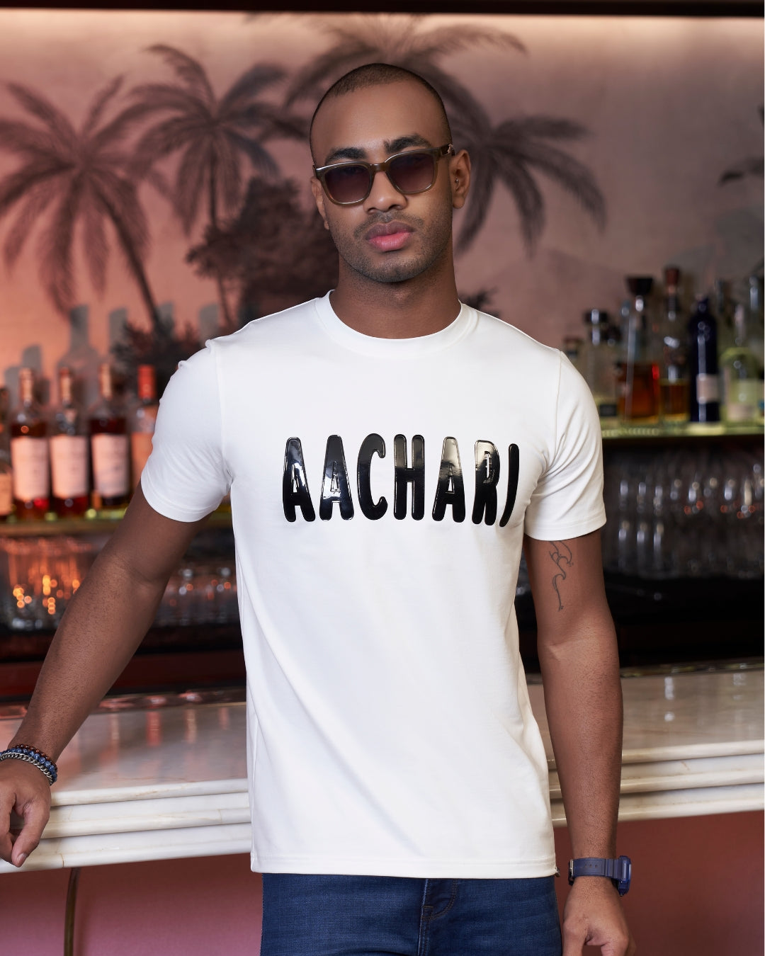 Exclusive Aachari Men's White T Shirt