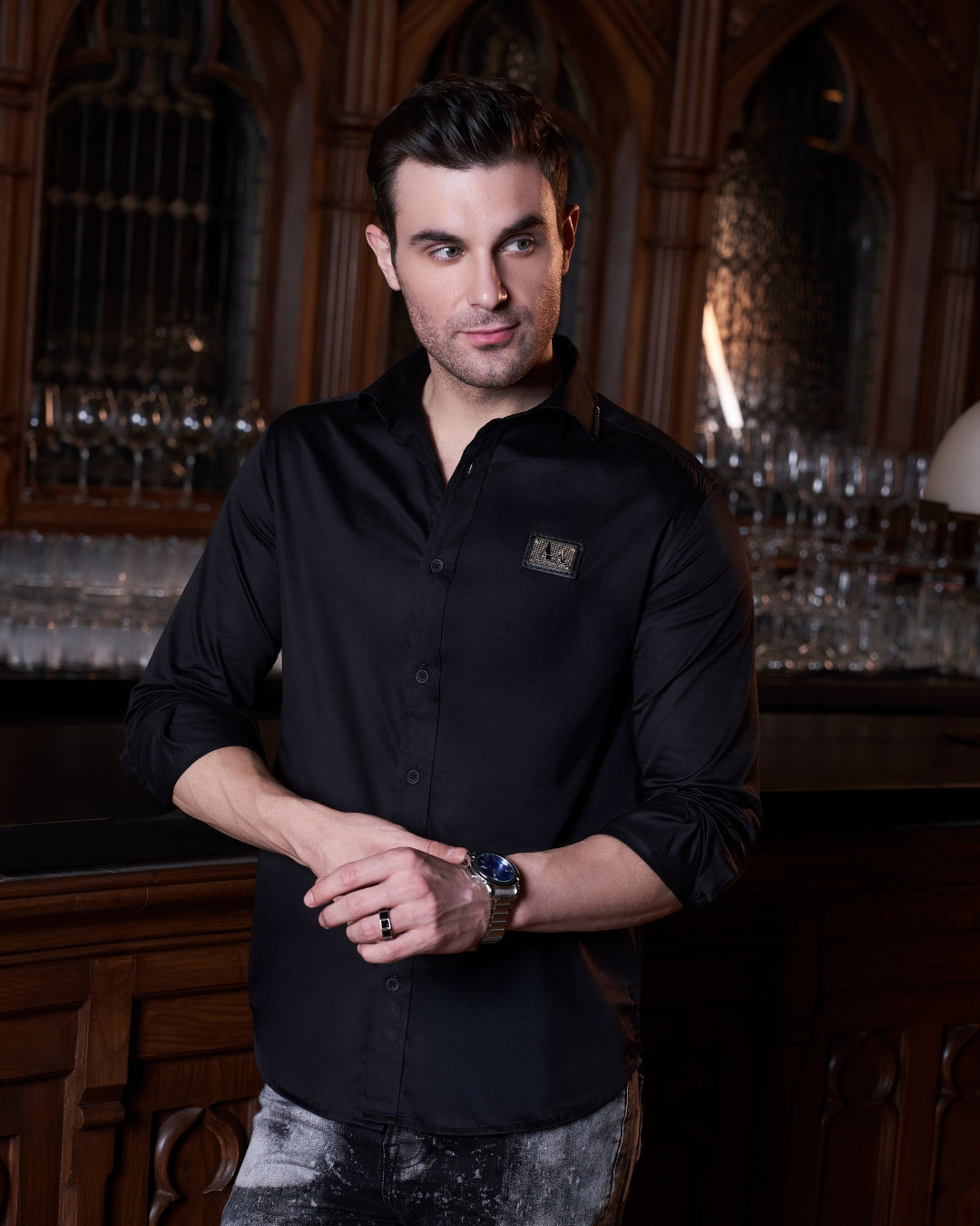 Signature Full Sleeve Black Shirt