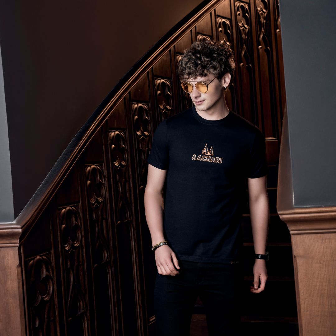 Classic Orange Accent Black T-shirt