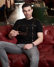 Black Tshirt with Gold Accent