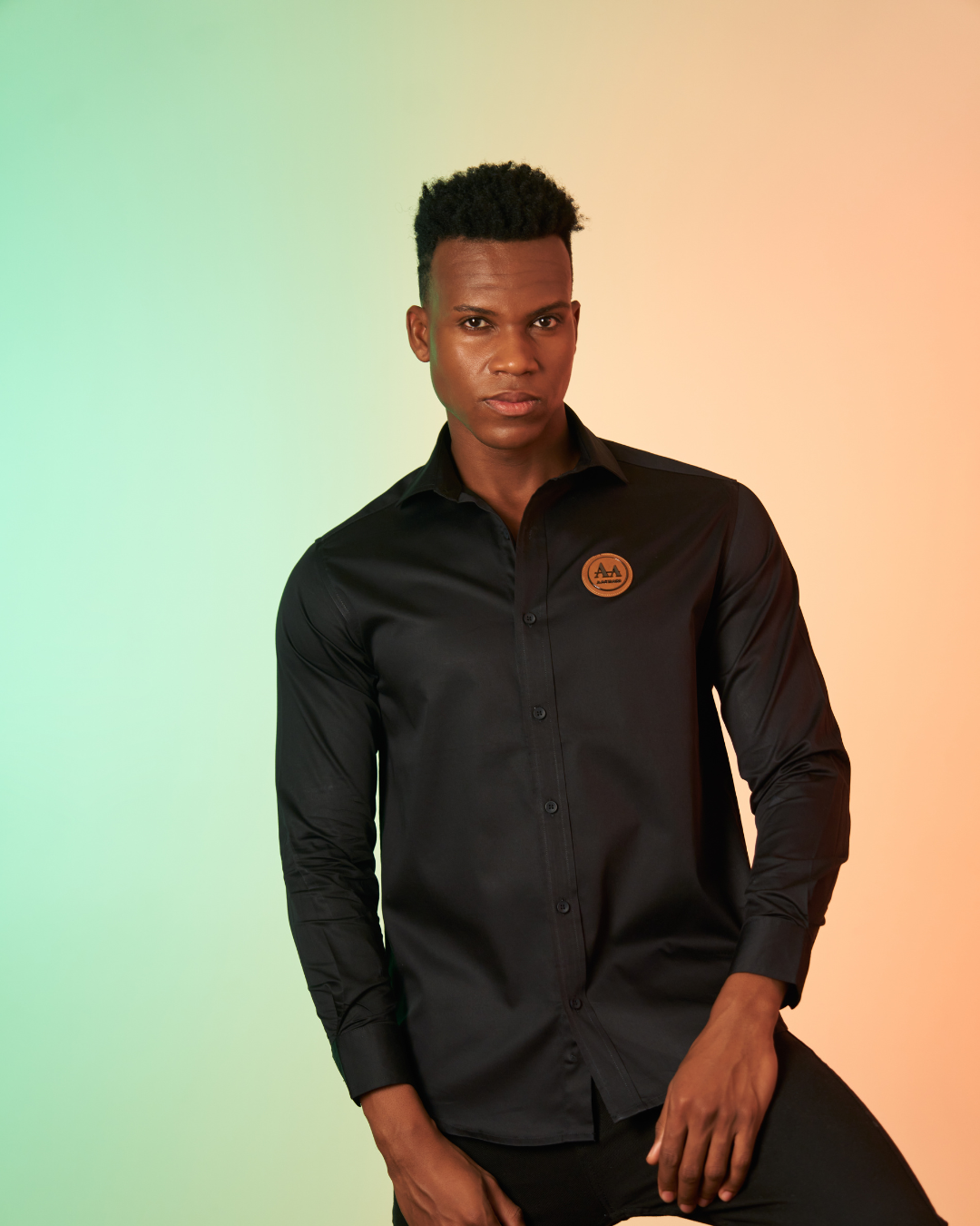 Midnight Black Leather Emblem Shirt