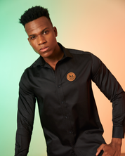 Midnight Black Leather Emblem Shirt