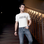 Aachari Men's Casual White T-shirt
