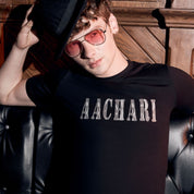 Aachari Men's Casual Black T-shirt