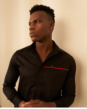 Shadow Line – Black Shirt with Red Accent by Aachari