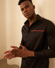 Shadow Line – Black Shirt with Red Accent by Aachari