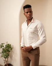The Red Collar White Shirt