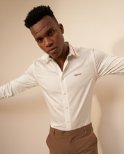 The Red Collar White Shirt