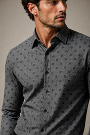 Grey Dot Textured Shirt