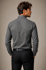 Grey Dot Textured Shirt