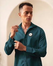 Teal Shirt with Golden Accent