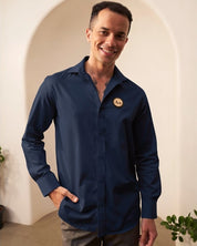 Navy blue Shirt with Golden Accent