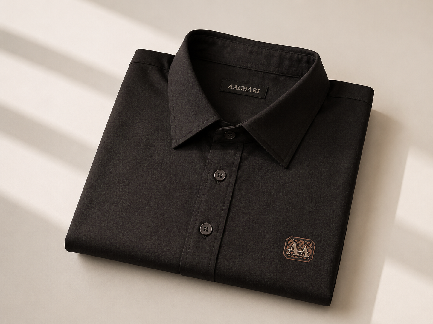 Black Short-Sleeve Button-Up