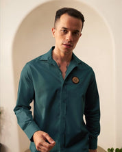 Teal Shirt with Golden Accent
