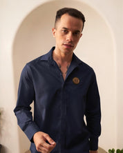 Navy blue Shirt with Golden Accent