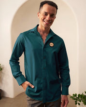 Teal Shirt with Golden Accent